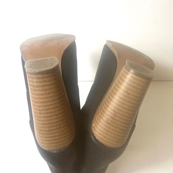 Steve Madden Womens Booties Ankle Black Faux Leather Size 9.5M High Heel Lace Up - Picture 8 of 11